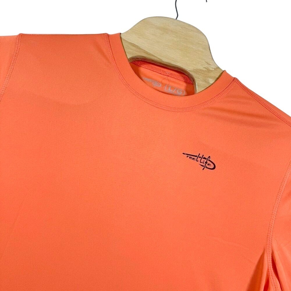 Reel Life Jax Beach LS UV Sail She Goes Men L Coral Performance Fishing Shirt